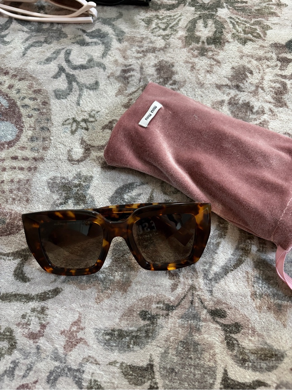 Miu Miu Tortoiseshell Square Sunglasses in Brown